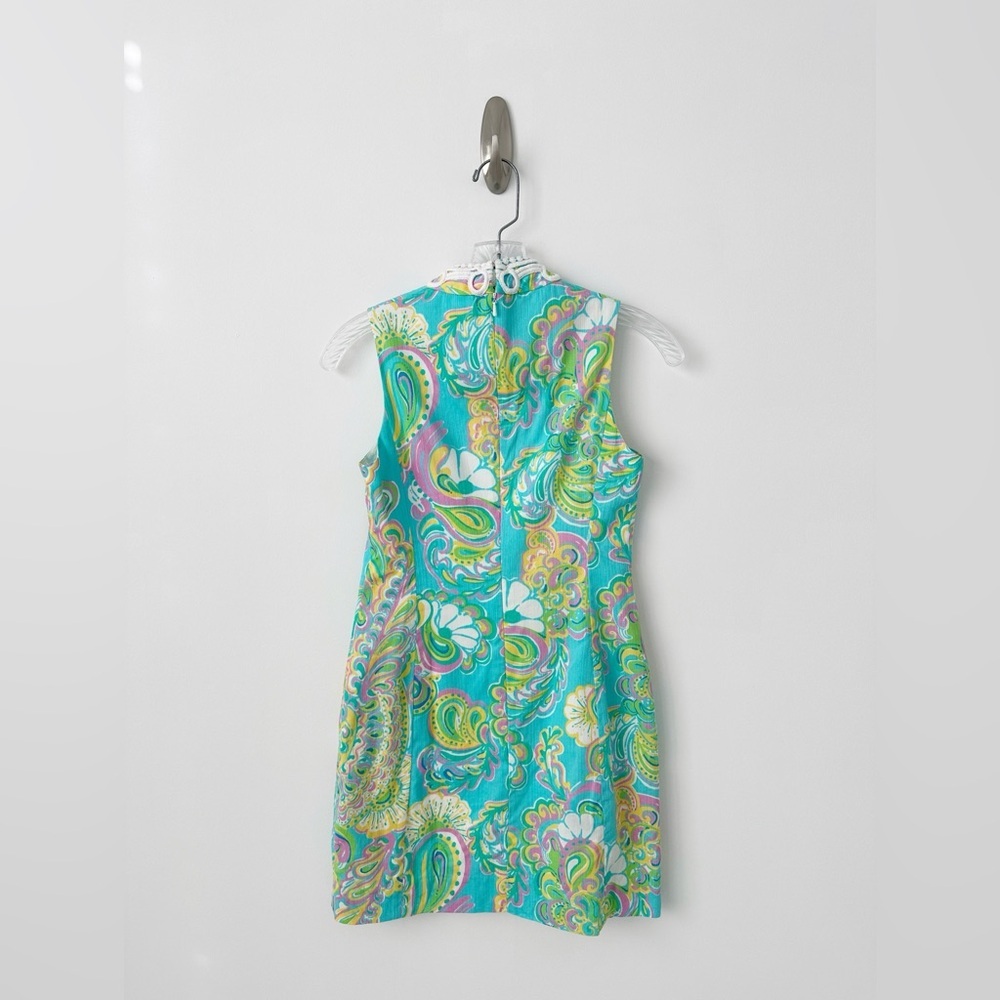 Lilly Pulitzer Alexa Shift Dress 00 Shorley Blue Double Trouble 100% Cotton - Picture 4 of 6